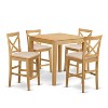 HomeStock Belmont 5 Piece Kitchen Counter Set Includes a Square Dining Table and 4 Dining Room Chairs, 36x36 Inch, Oak - 2 of 4