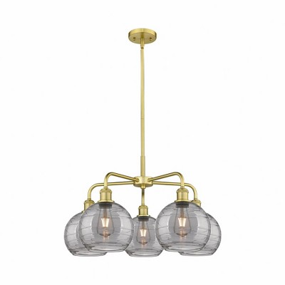 Athens Deco Swirl - 5 Light Stem Hung Chandelier In Industrial Style-15.38 Inches Tall and 26 Inches Wide