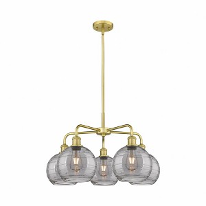 Athens Deco Swirl - 5 Light Stem Hung Chandelier In Industrial Style-15.38 Inches Tall and 26 Inches Wide - 1 of 1