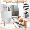 Dog Bath Tub, Dog Washing Station Stainless Steel - Leak-Proof Grooming Tub with Folding Ramp Non-Slip Grate Faucet Sprayer Drain Kit - 3 of 4