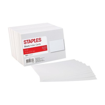 Staples Blank 4" x 6" Index Cards White 500/Pack (51011) 233502
