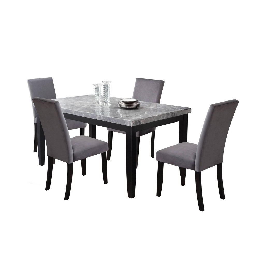 5pc Napoli 64"" Marble Top Dining Set Gray - Steve Silver Co -  Steve Silver Co., 88546483