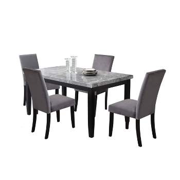 5pc Napoli 64" Marble Top Dining Set Gray - Steve Silver Co.