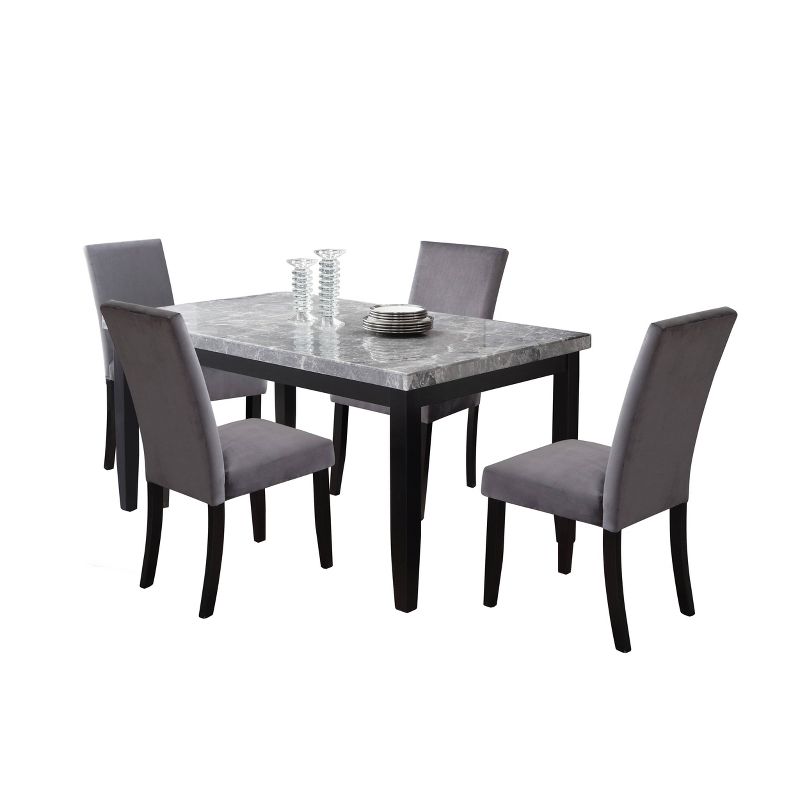 5pc Napoli 64&#34; Marble Top Dining Set Gray - Steve Silver Co., 1 of 7