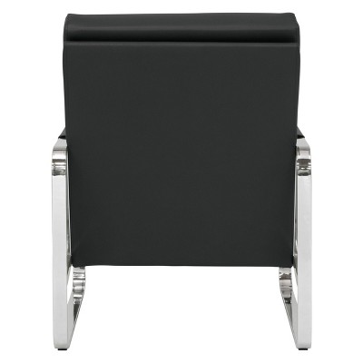 Sleek Black Leather Accent Chair with Chrome Metal Legs