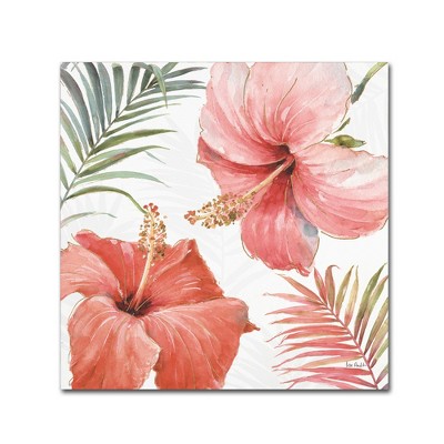 Tropical Blush Pink Floral Canvas Art 14x14