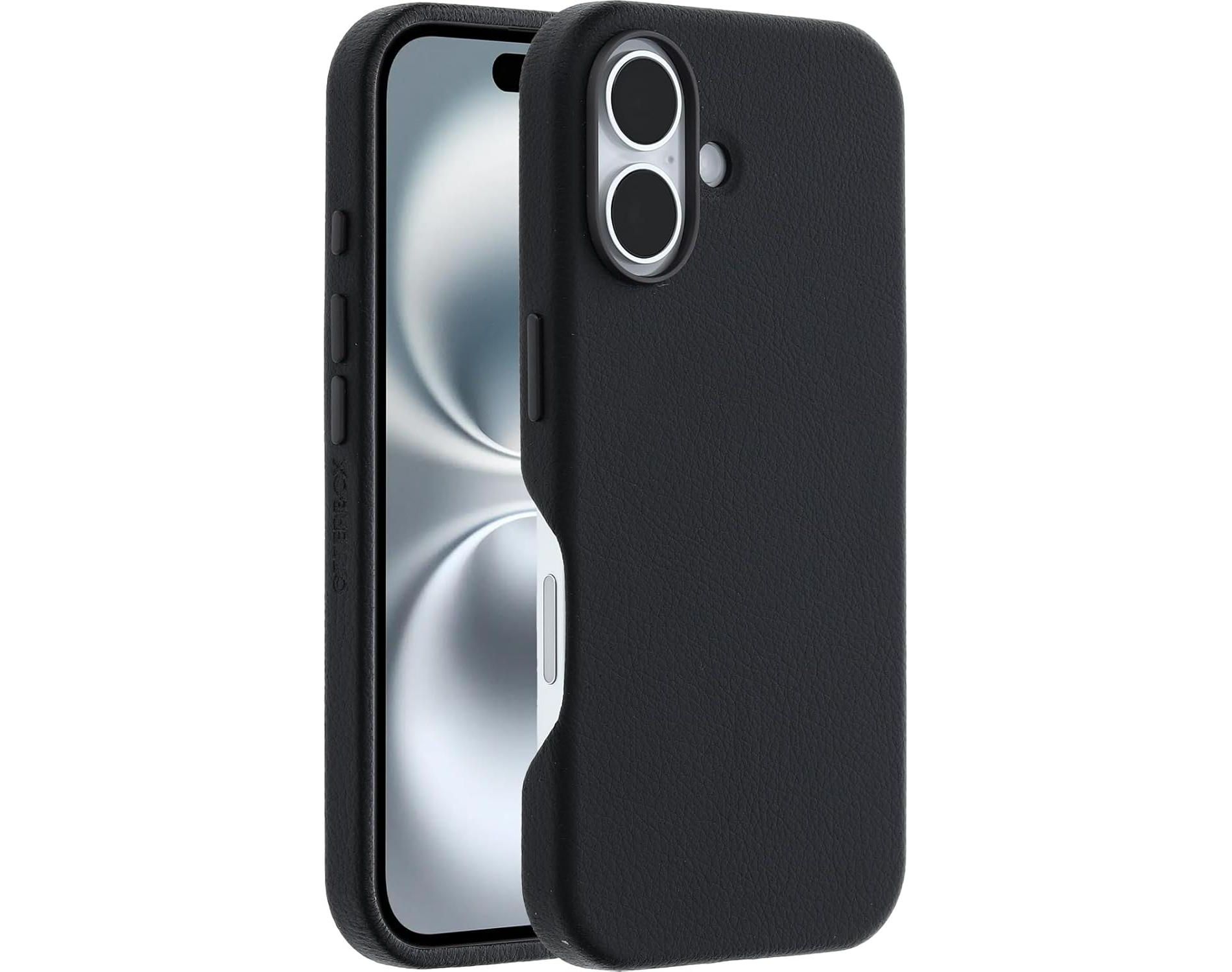 Refurbished: OtterBox SYMMETRY SERIES Cactus Leather Case w/MagSafe for Apple iPhone 16 - Noir Ash (77-96299) - Manufacturer Refurbished