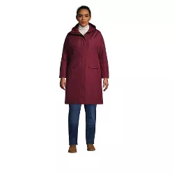 Lands' End Women's Plus Size Insulated Waterproof Raincoat - XX Large Plus - Rich Burgundy
