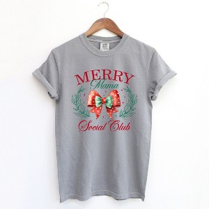 Simply Sage Market Women's Coquette Merry Mama Social Club Short Sleeve Garment Dyed Tee - 1 of 4