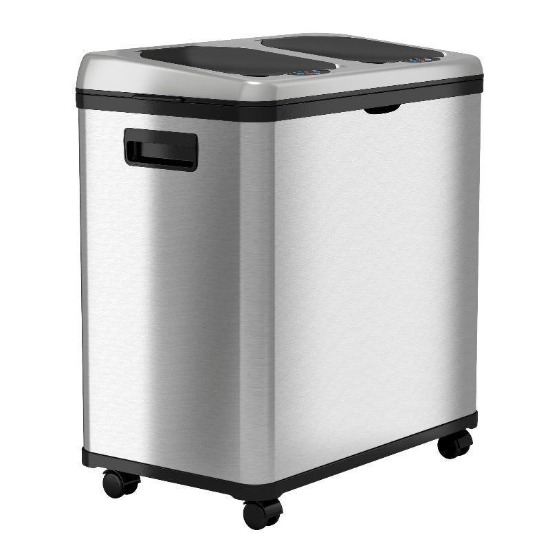 iTouchless Rolling Sensor Kitchen Trash Can and Recycle Bin with Wheels 16 Gallon Silver Stainless Steel, 1 of 7