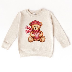 Valentine Teddy Bear Beanie - Toddler Graphic Sweatshirt - 1 of 4