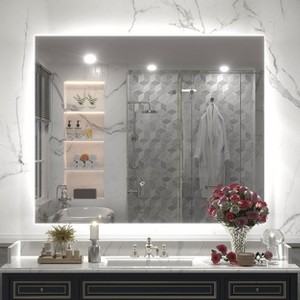 Apmir Super Bright 192 LEDs/m Back LED Lighted Anti-Fog Tempered Glass Bathroom/Vanity Mirror with ETL & 3-Year Warranty - 1 of 4