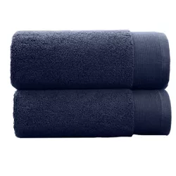 Luxury 100% Cotton Bath Towels Soft & Fluffy, Quick Dry, Highly Absorbent, Hotel Quality Towel Set - 2 Bath Towels (Navy Blue)