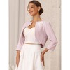 INSPIRE CHIC Women's Crew Neck Formal Bolero 3/4 Sleeves Open Front Cropped Shrugs - 2 of 4