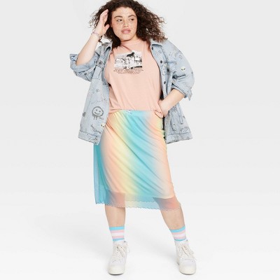 Pride Adult Plus Size High-Rise Rainbow Ombre Skirt - 3X
