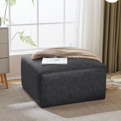 Grungis PU Leather Square Benches,Modern Upholstered Ottoman,Ottoman Bench for Living Room,Bedroom