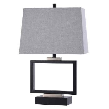Logan Open Design Table Lamp with Fabric Shade Black/Gray - StyleCraft