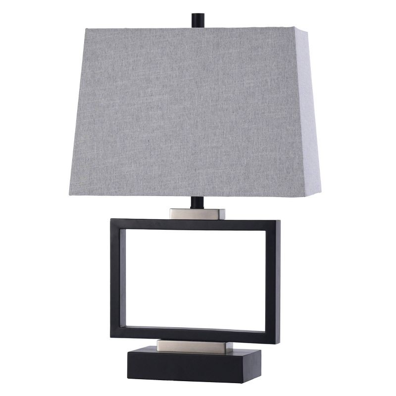Logan Open Design Table Lamp with Fabric Shade Black/Gray - StyleCraft, 1 of 8