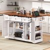 Okak Kitchen Cart with Two Tempered Glass Doors and 5 Open Side Racks, Kitchen Island with Power Outlet and Drop Leaf for Dining Room - 3 of 4