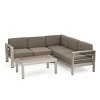 Salome 4pc Patio Chat Set: Aluminum Frame, Tempered Glass Table, Loose Cushions - Christopher Knight Home - image 2 of 4