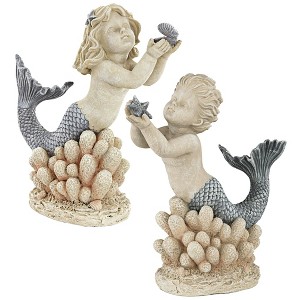 Design Toscano Gifts from the Sea Mermaid and Merboy Statues: Set of Two - 1 of 4