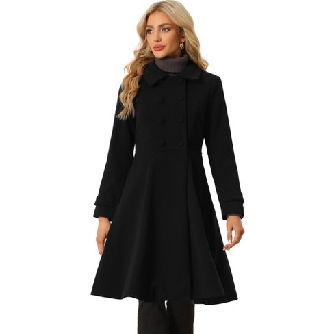 Winter Coats Women's Vintage Elegant Trench Coats Single Breasted A-line  Swing Wool Pea Coat Lapel Mid Long Overcoat : : Clothing, Shoes 