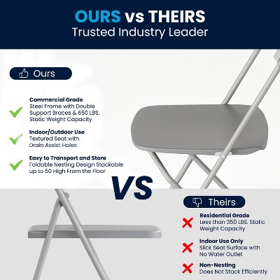 Gray Metal Armless Folding Chairs - Set of 2