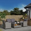Resenkos 4-Piece Patio Furniture Set, Outdoor Sectional Furniture, PE Rattan, , Charcoal - 3 of 4