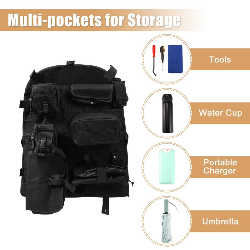 Unique Bargains Multi-Pocket Seat Back Organizer Storage Bag Hanger Bag for Jeep Polyester Black, 5 of 7