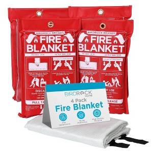 BIRDROCK HOME Fire Blanket for Home and Kitchen | Emergency Supplies Fiberglass Fire Suppression | Ideal for Camping Vehicle Kits | 4 Pack - 1 of 4