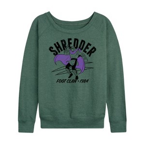 Women's - Teenage Mutant Ninja Turtles - Shredder Lights Lightweight French Terry Wide Neck Long Sleeve Shirt - 1 of 4