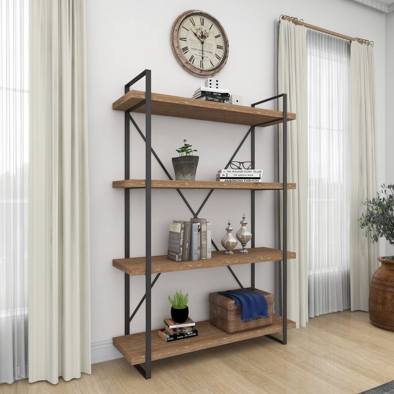 67&#34; Tall Industrial Metal and Wood Bookshelf Brown - Olivia &#38; May, 5 of 18