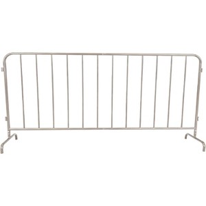 Interlocking Steel Barricade, Heavy Duty Metal Crowd Control Fence w/ Bridge Feet, Galvanized, Portable, Indoor/Outdoor, Easy Setup - 1 of 4