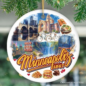 Vibrant Minneapolis Cultural Ornament, Minnesota Twin Cities Urban Heritage Christmas Souvenir Circle  V2 3 - 1 of 4