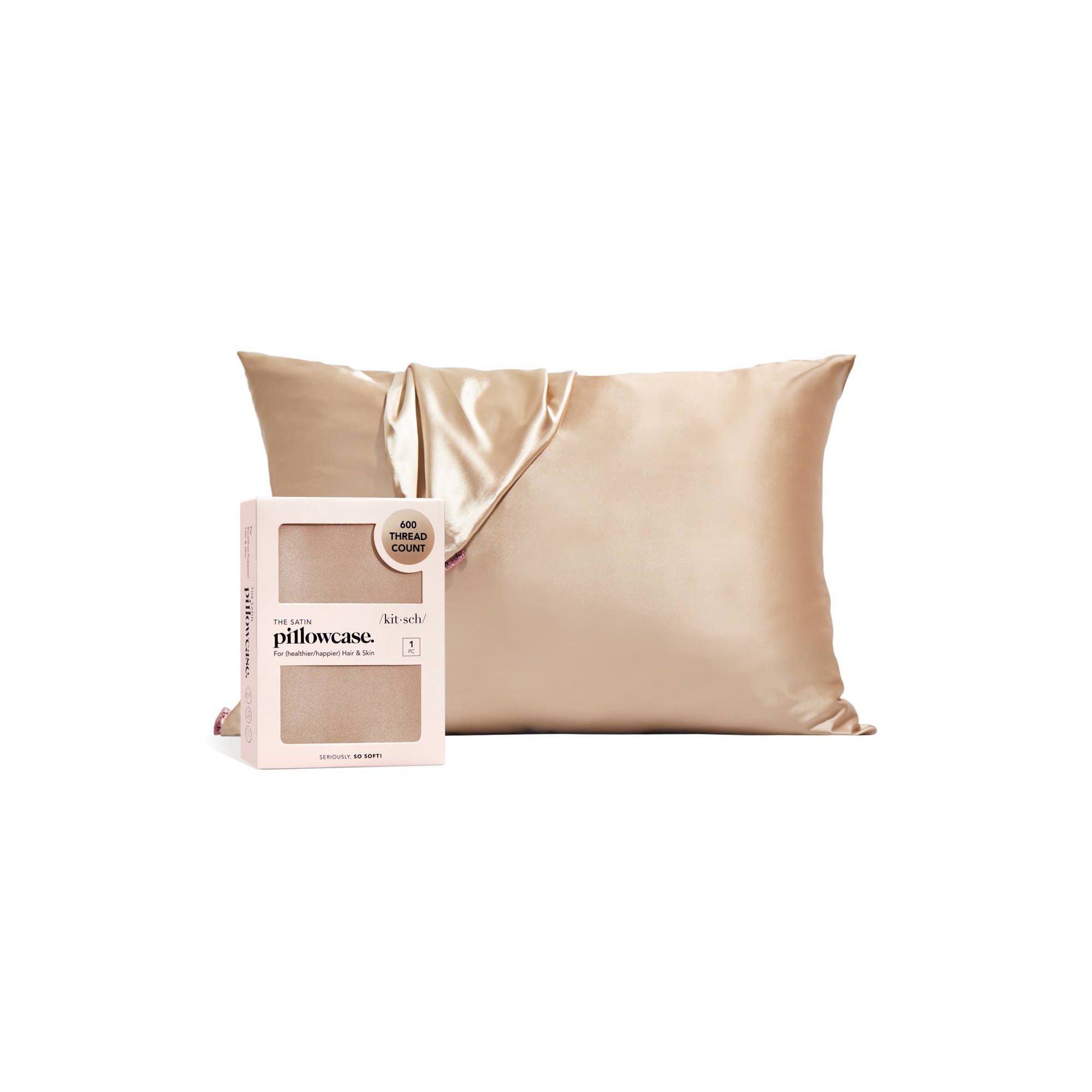 Kitsch Queen Size Satin Standard Pillowcase Thread Count "600" - Champagne