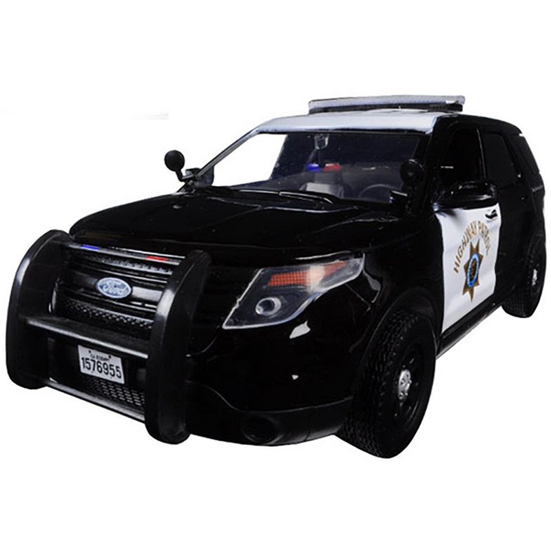 2015 Ford Interceptor Police Utility "California Highway Patrol" (CHP) Black and White 1/24 Diecast Model Car by Motormax, 2 of 4