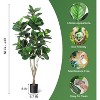 Artificial Tree, Faux Fiddle Leaf Fig Tree with Pot, 4/5/6ft Tall Ficus Tree Artificial - 4 of 4