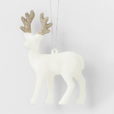 Glitter Deer Christmas Tree Ornament White with Champagne Antlers - Wondershop™