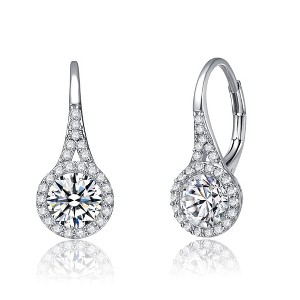 Elegant halo drop earrings with a sparkling design for a timeless and sophisticated touch - 1 of 3