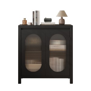Adjustable Shelf and Glass Doors, Compact Wood Storage Cabinet,Small Accent Console Cabinet - 1 of 4