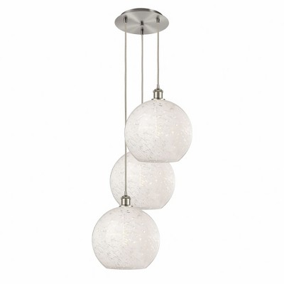 White Mouchette - 3 Light Cord Hung Multi Pendant In Modern Style-13.5 Inches Tall and 18.5 Inches Wide