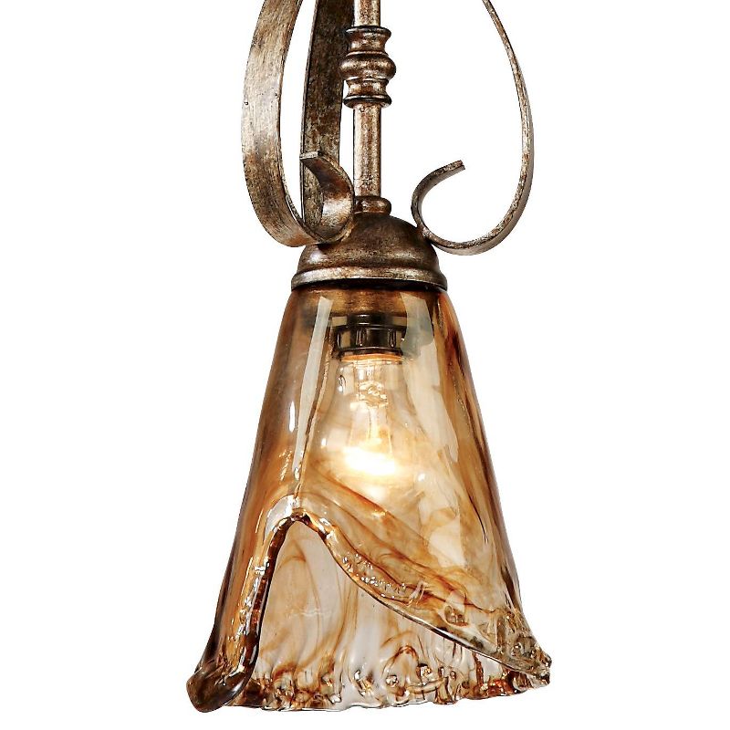 Franklin Iron Works Golden Bronze Mini Pendant Lighting Fixture 6" Wide Farmhouse Rustic Art Glass for Dining Room Foyer Kitchen Island High Ceilings, 3 of 9