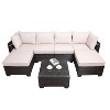 Janey 7-Piece PE Rattan Patio Conversation Set, Patio Sectional Sofa Set with Coffee Table, Outdoor Furniture - Maison Boucle - 3 of 4