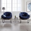 Modern Papasan Rocking Chair, Outdoor Rocker Recliner Chair with Metal Frame and Soft Tufted Cushion for Garden, Living Room – ModernLuxe - 3 of 4