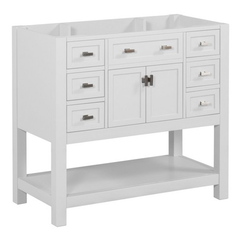 NicBex Bathroom Vanity without Sink/with Sink,Modern Bathroom Sink Vanity with 2 Soft Closing Doors and 6 Drawers,36" Bathroom Sink Cabinet,White - image 1 of 4