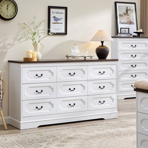 Farmhouse Dresser for Bedroom, Rustic Wood Chest of Drawers for Bedroom - 1 of 4