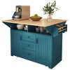 VYNXARIA 55.7inch Large Kitchen Island with 2 Drop Leaf,Rolling Kitchen Cart on 5 Wheels,Folding Storage Dining Table,Green - 4 of 4