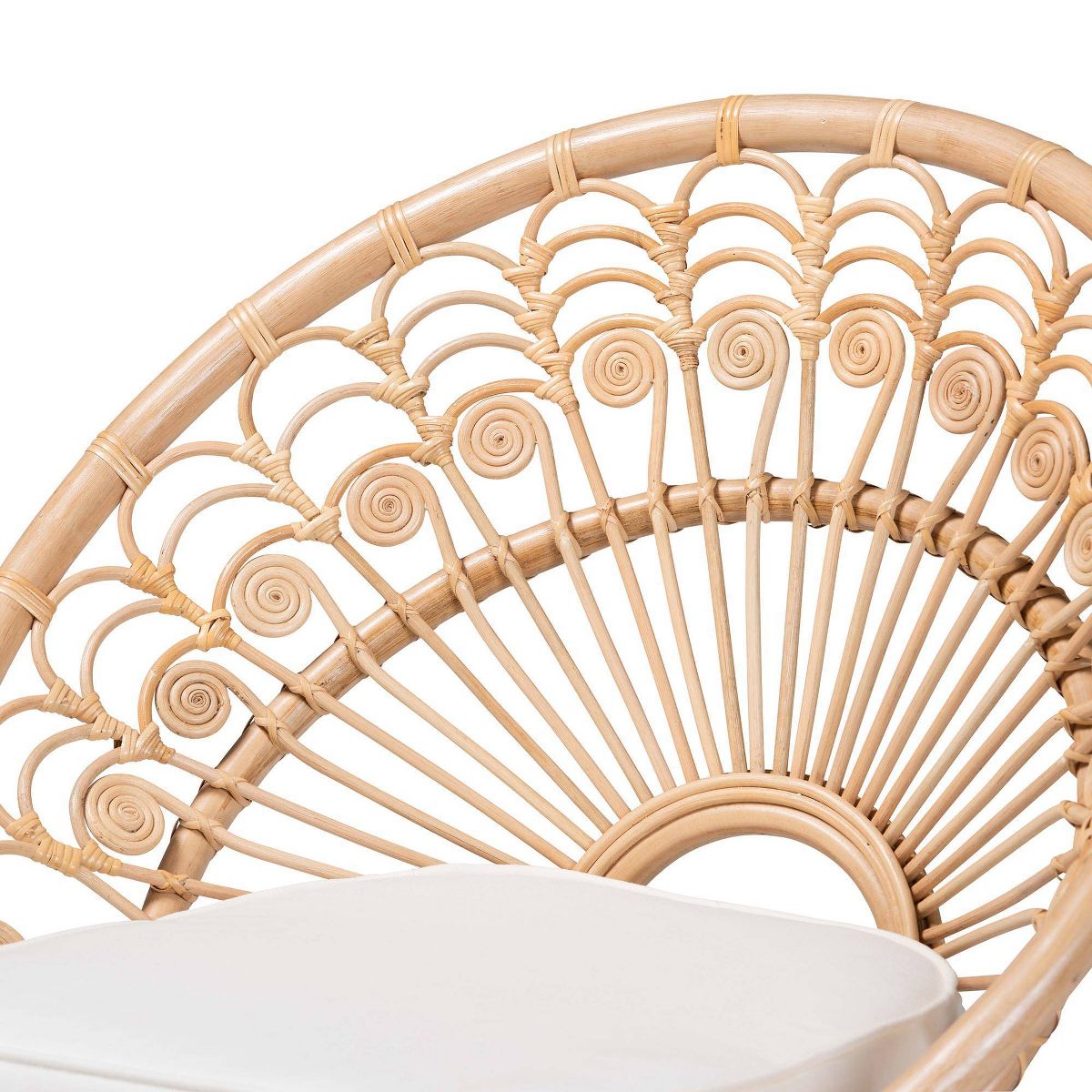 bali & pari Abriella Rattan Peacock Accent Chair Natural Brown: Handcrafted, Bohemian Design, No Assembly Required - thumbnail 6
