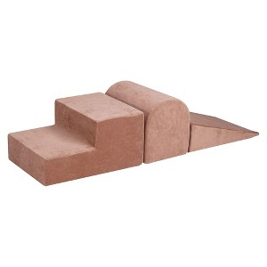 MeowBaby 3 Elements Soft Foam Blocks Playset with Velvet Cover, Lightweight & Durable Indoor Climbing Playground for Babies & Toddlers, Beige - 1 of 4