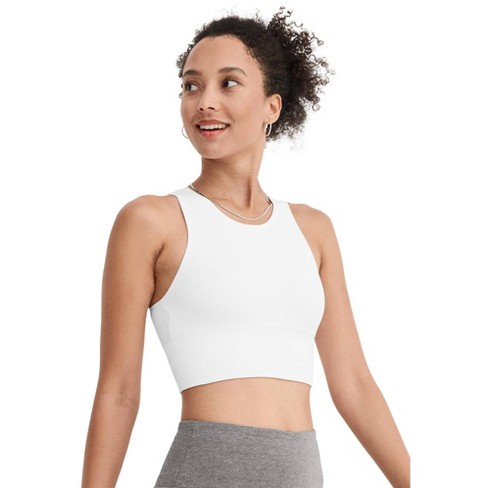 Jockey Women's Seamfree Rib Long Line Sports Bra M White